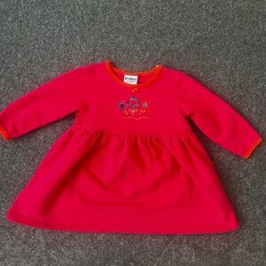 Vintage OshKosh B'gosh Red Dress with Floral Embroidery